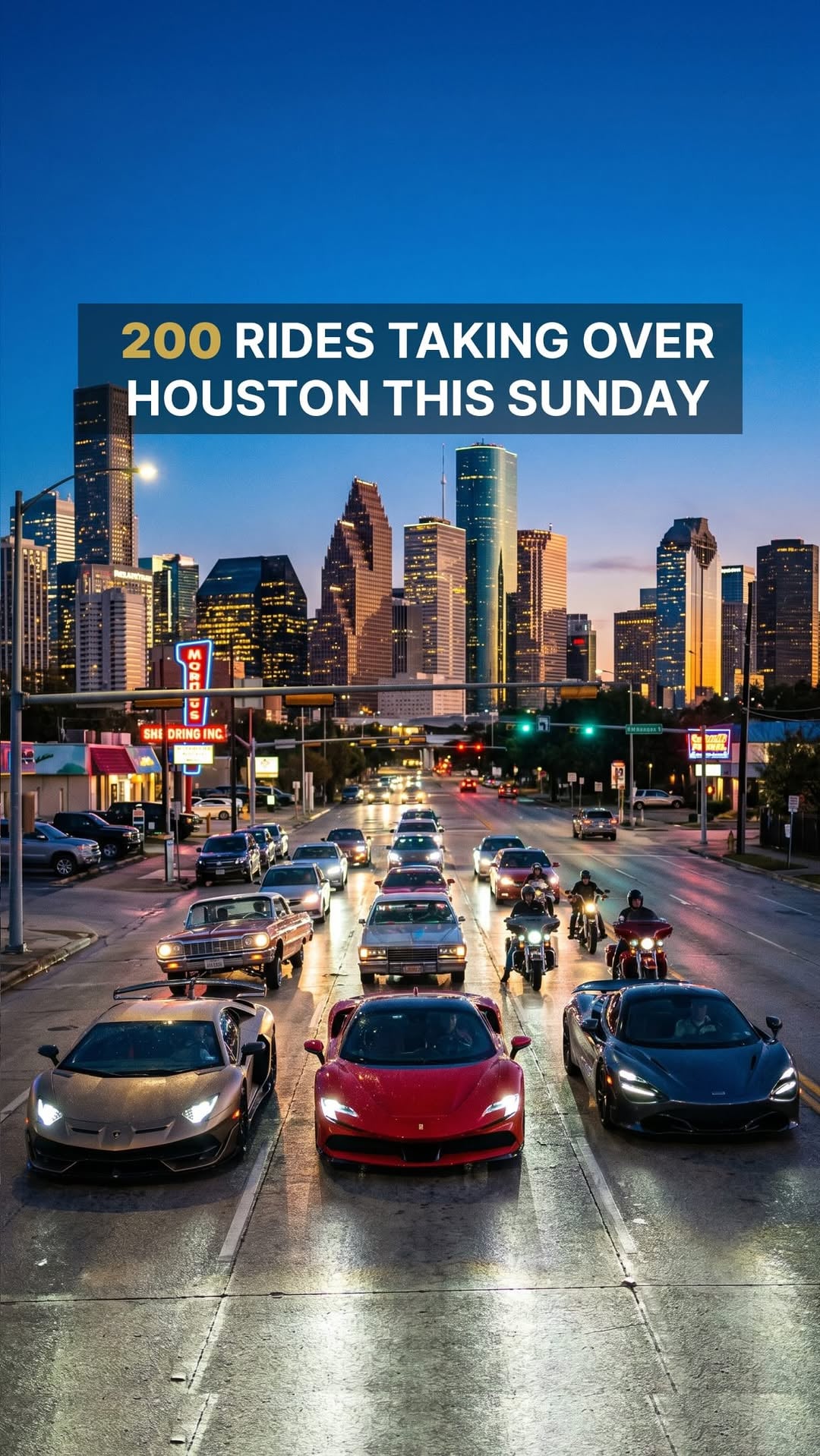 200 rides. One city. One story.

Houston’s car cultures are uniting this Sunday — supercars, lowriders, motorcycles, slingshots, classics and more — all in memory of Killian and in honor of every child who has fought pediatric cancer. 💛

Proudly supporting @dreamrydes 🤝

Comment “MOTORCADE” and I’ll send you everything you need to be there.

Follow @mortezasafataj for more Houston.