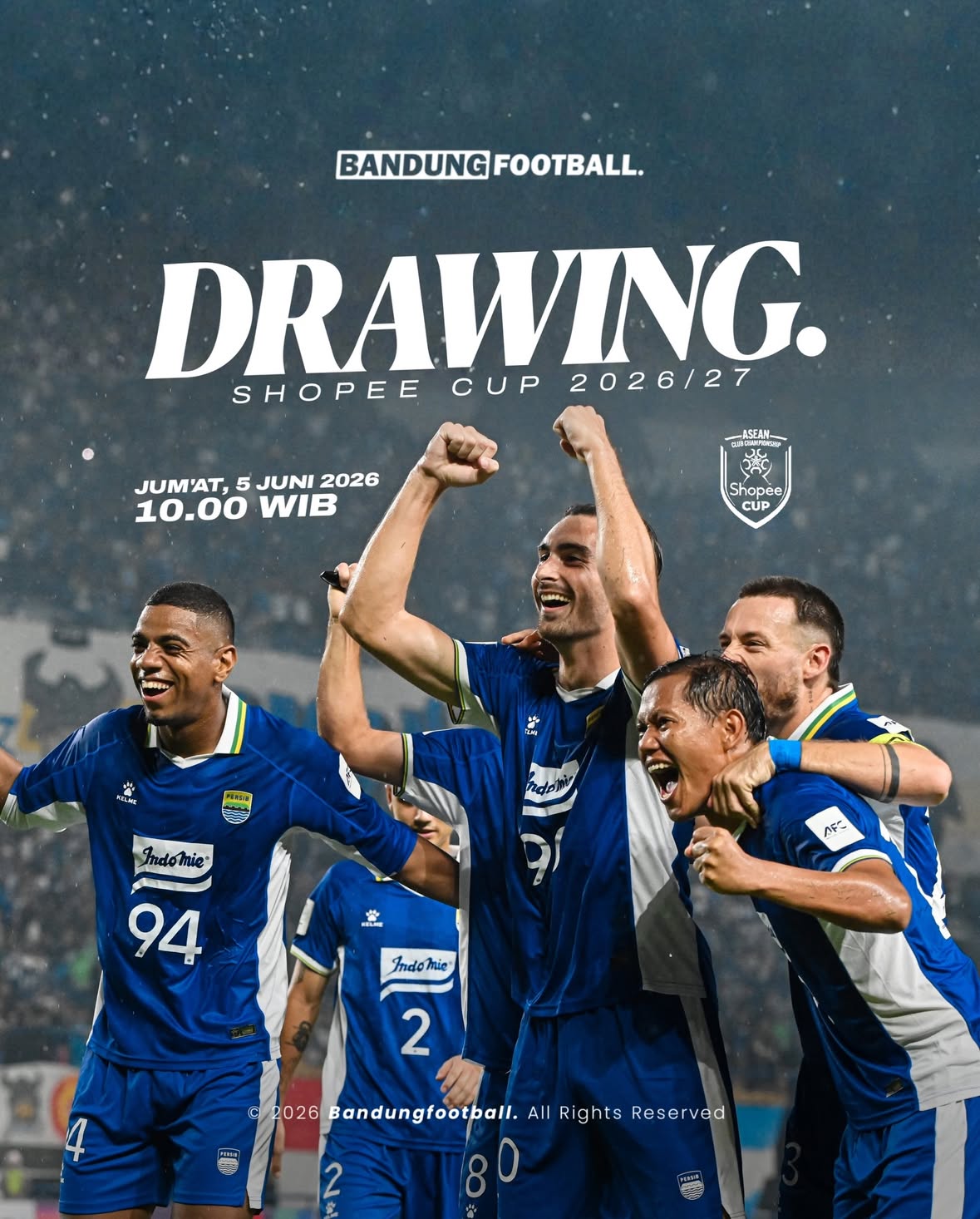 𝐃𝐑𝐀𝐖𝐈𝐍𝐆 𝐒𝐇𝐎𝐏𝐄𝐄 𝐂𝐔𝐏 🏆🌟💙

Persib Bandung menjadi salah satu klub wakil Indonesia yang akan bertanding di turnamen Asean Club Championship atau Shopee Cup 2026/27. Drawing akan dilaksanakan pada hari Jum’at, (05/06/2026) besok dan Bandungfootball menjadi salah satu media yang diundang untuk hadir di acara drawing tersebut.